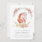 Unicorne Invitation anniversaire 5 ans (Dos)