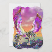 Unicorne Invitation Anniversaire Purple Blue Rose  (Dos)