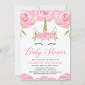 Unicorne invitation de douche pour bébé fille (Devant)