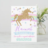 Unicorne invitation or arc-en-ciel fête d'annivers (Debout devant)