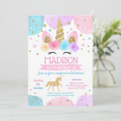 Unicorne Invitations de fête d'anniversaire 1er 2e (Debout devant)