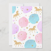 Unicorne Invitations de fête d'anniversaire 1er 2e (Dos)