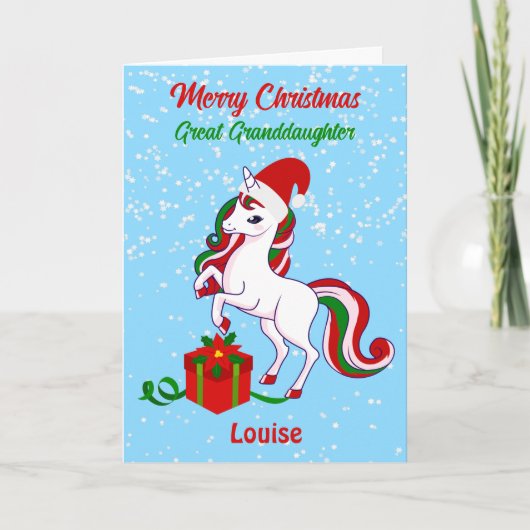 Unicorne Joyeux Noël Grande carte petite-fille (Devant)