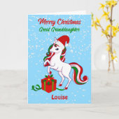 Unicorne Joyeux Noël Grande carte petite-fille (Fleur jaune)