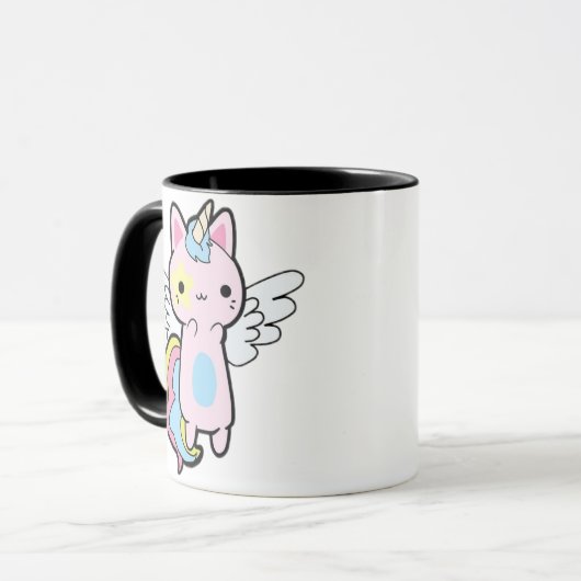 unicorne kitten arc-en-ciel café Mug (Devant gauche)