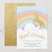 UNICORNE MAGIQUE ANNIVERSAIRE INVITATION (Devant / Derrière)