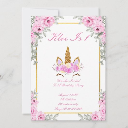 UNICORNE MAGIQUE ANNIVERSAIRE INVITATION (Devant)