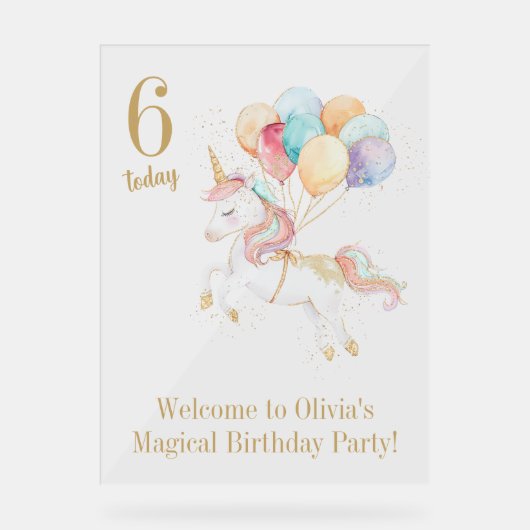 Unicorne magique avec ballons arc-en-ciel Bienvenu (Recto)