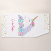 Unicorne magique florale d'aquarelle (Serviette de bain)