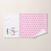 Unicorne magique personnalisée pour filles roses (Serviette à main)