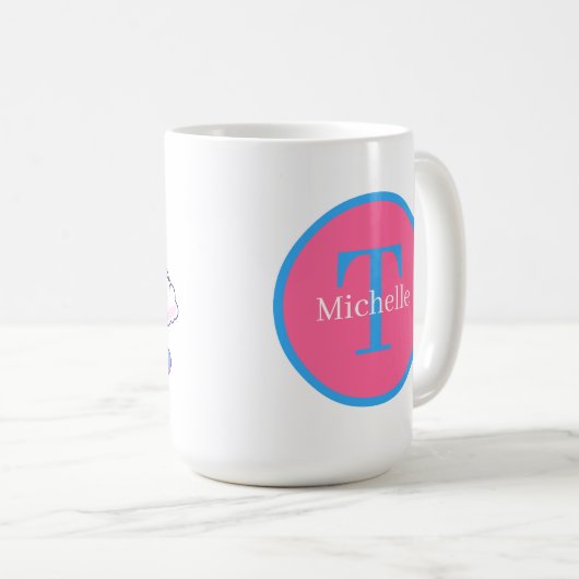 unicorne mignonne ajouter monogramme Café Mug (Devant droit)