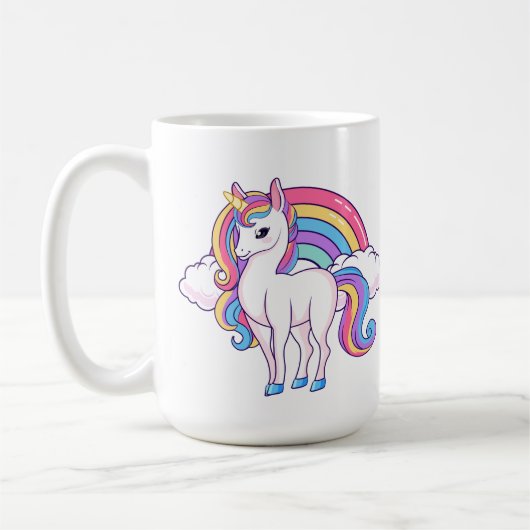 unicorne mignonne ajouter monogramme Café Mug (Gauche)