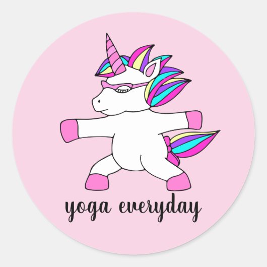 Unicorne mignonne pratique du yoga autocollant (Devant)
