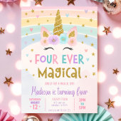 Unicorne modifiable 4e anniversaire Invitation qua