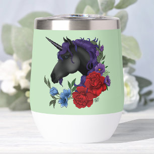 Unicorne noire Violet rouge Sage Fleurs