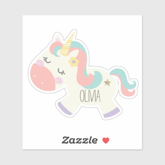 Unicorne Nom Sticker pastel (Feuille)