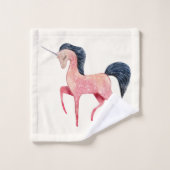 Unicorne nordique rose avec Mane noir (Gant de toilette)