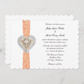 Unicorne Orange Lace Faire-part de mariage (Devant / Derrière)