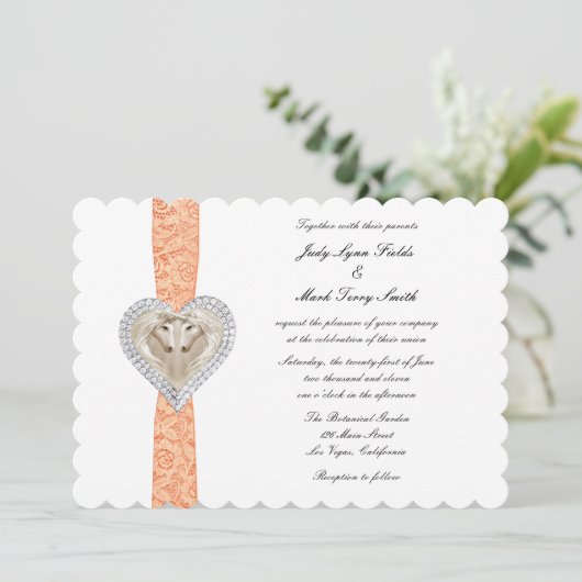 Unicorne Orange Lace Faire-part de mariage (Debout devant)