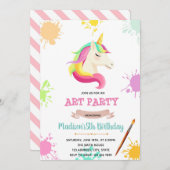 Unicorne peinture sommeil invitation pique-nique (Devant / Derrière)