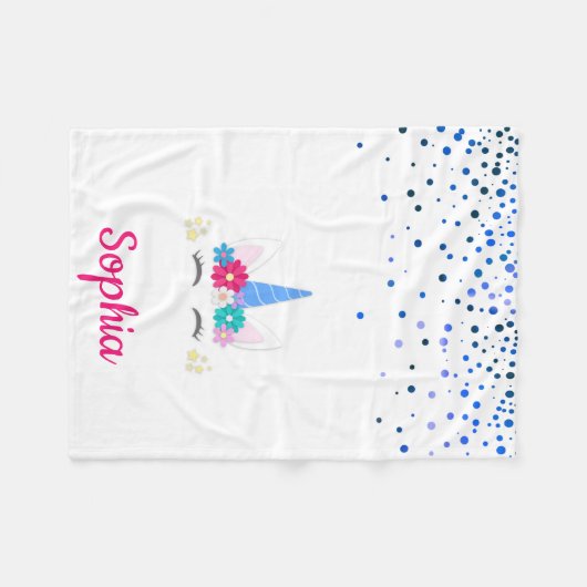 Unicorne personnalisée avec couverture en polaire  (Devant (Horizontal))