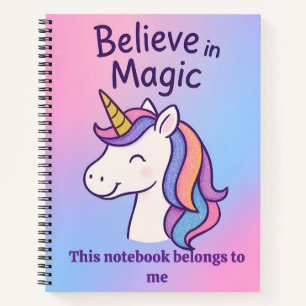 Unicorne personnalisée croire en Carnet magique po