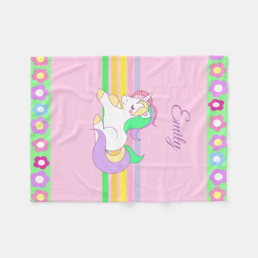 Unicorne personnalisée et couverture rose arc-en-c (Devant (Horizontal))