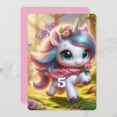 Unicorne personnalisée Invitations d'anniversaire (Devant / Derrière)