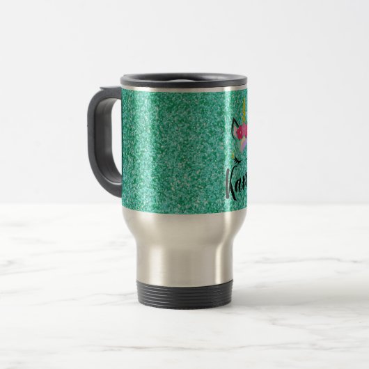 Unicorne personnalisée Turquoise tasse de café de (Devant gauche)
