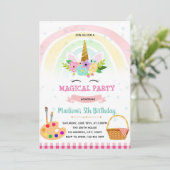 Unicorne pique-nique thème de la fête invitation (Debout devant)