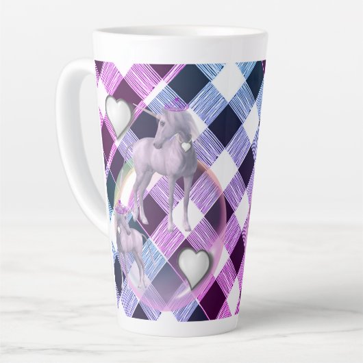 Unicorne Plaid Latte Mug (Angle gauche)