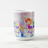 Unicorne pourpre Unicornes Aquarelle Nom Mug (Centre)