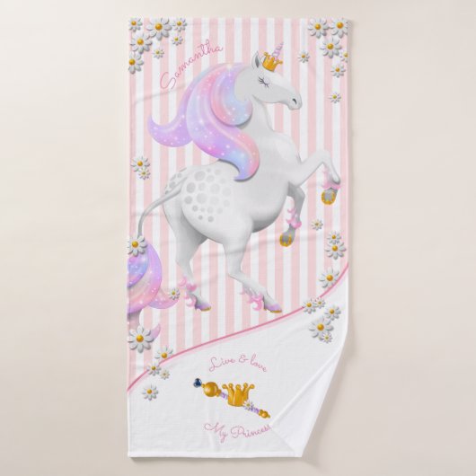 Unicorne rose (Serviette de bain)