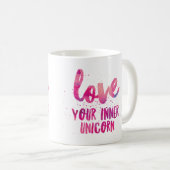 Unicorne rose 'Aimez votre licorne interne' mug (Devant droit)
