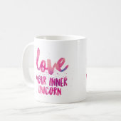 Unicorne rose 'Aimez votre licorne interne' mug (Devant gauche)