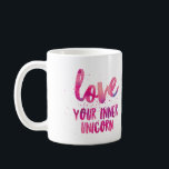 Unicorne rose 'Aimez votre licorne interne' mug<br><div class="desc">Un rappel pour nourrir votre précieuse licorne intérieure</div>