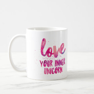 Unicorne rose 'Aimez votre licorne interne' mug