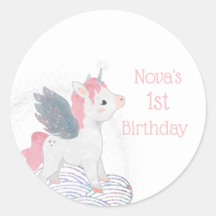 Unicorne rose avec ailes Unicorne Stickers