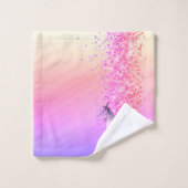 Unicorne rose brillant Lavande Personnalisée (Gant de toilette)