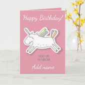Unicorne, Rose, Carte Anniversaire. (Fleur jaune)