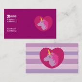 Unicorne rose Carte de visite (Devant / Derrière)
