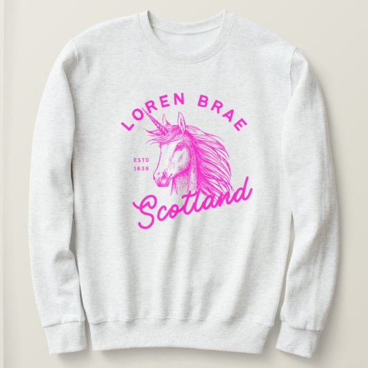 Unicorne rose chaud Loren Brae sweatshirt (Design devant)