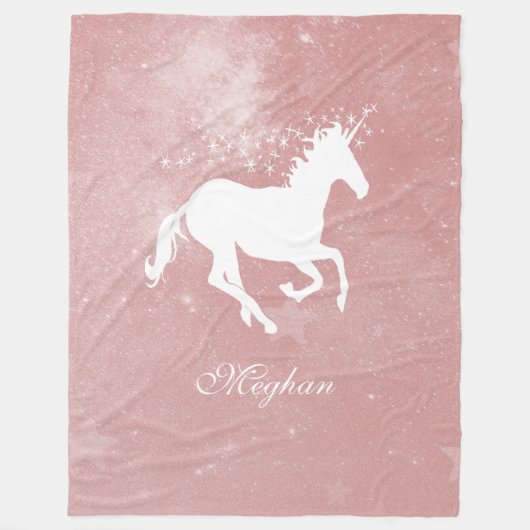 Unicorne rose Couverture en polaire personnalisée (Devant)