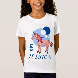 Unicorne rose Cute Nom d'âge moderne T-shirt Anniv