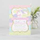 Unicorne rose et or Invitation d'anniversaire (Debout devant)
