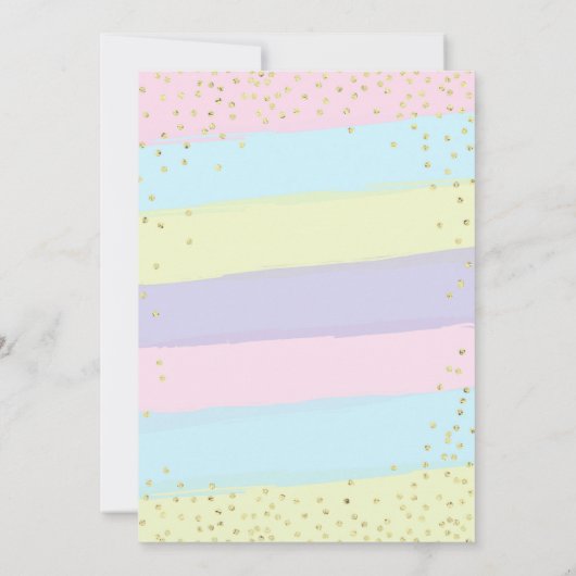 Unicorne rose et or Invitation d'anniversaire (Dos)