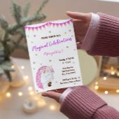 Unicorne rose Invitation d'anniversaire