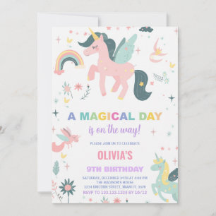Unicorne rose Invitations d'anniversaire