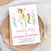 Unicorne rose Invitations d'anniversaire