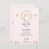 Unicorne rose Invitations de fête d'anniversaire (Devant / Derrière)